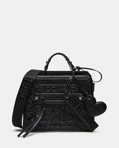 Steve Madden Evelynj Box Tote Update Black For Women Casual Everyday Use Stylish and Durable Crossbody Bag 14x10x4 inche